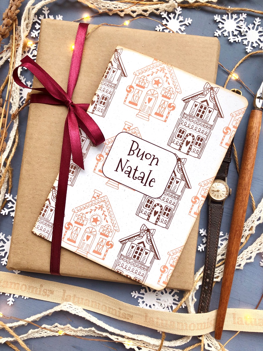 set biglietti natalizi decoro casette