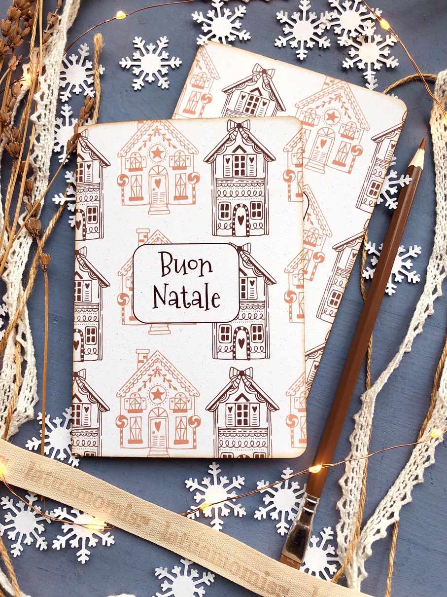 set biglietti natalizi decoro casette
