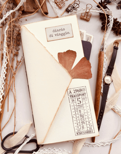 Diario di viaggio con carta fatta a mano